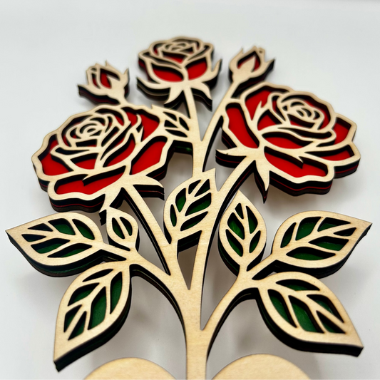 Custom Engraved Rose Bouquet + Heart Stand