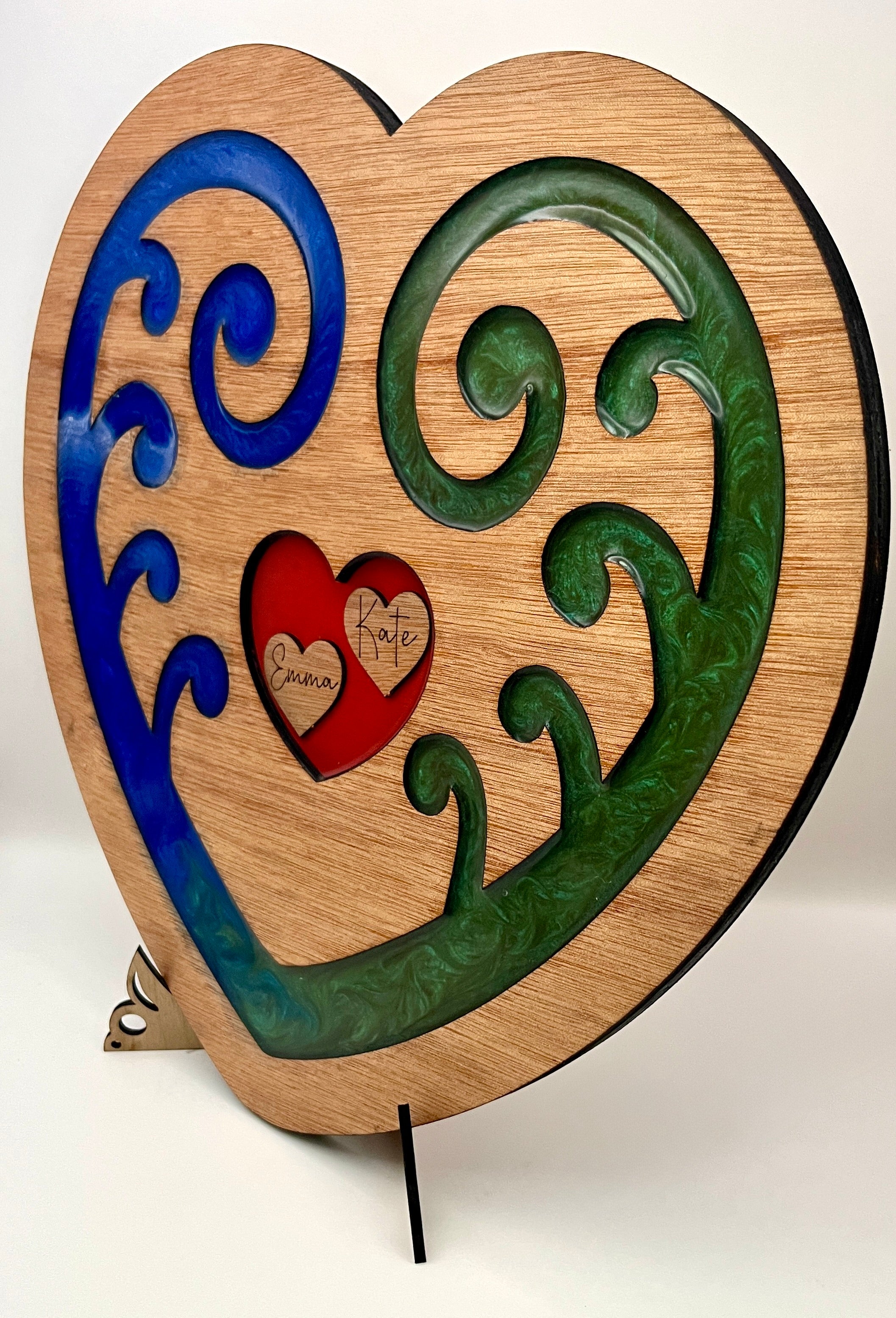 Personalized Koru Heart - Custom Names |  Plywood Art