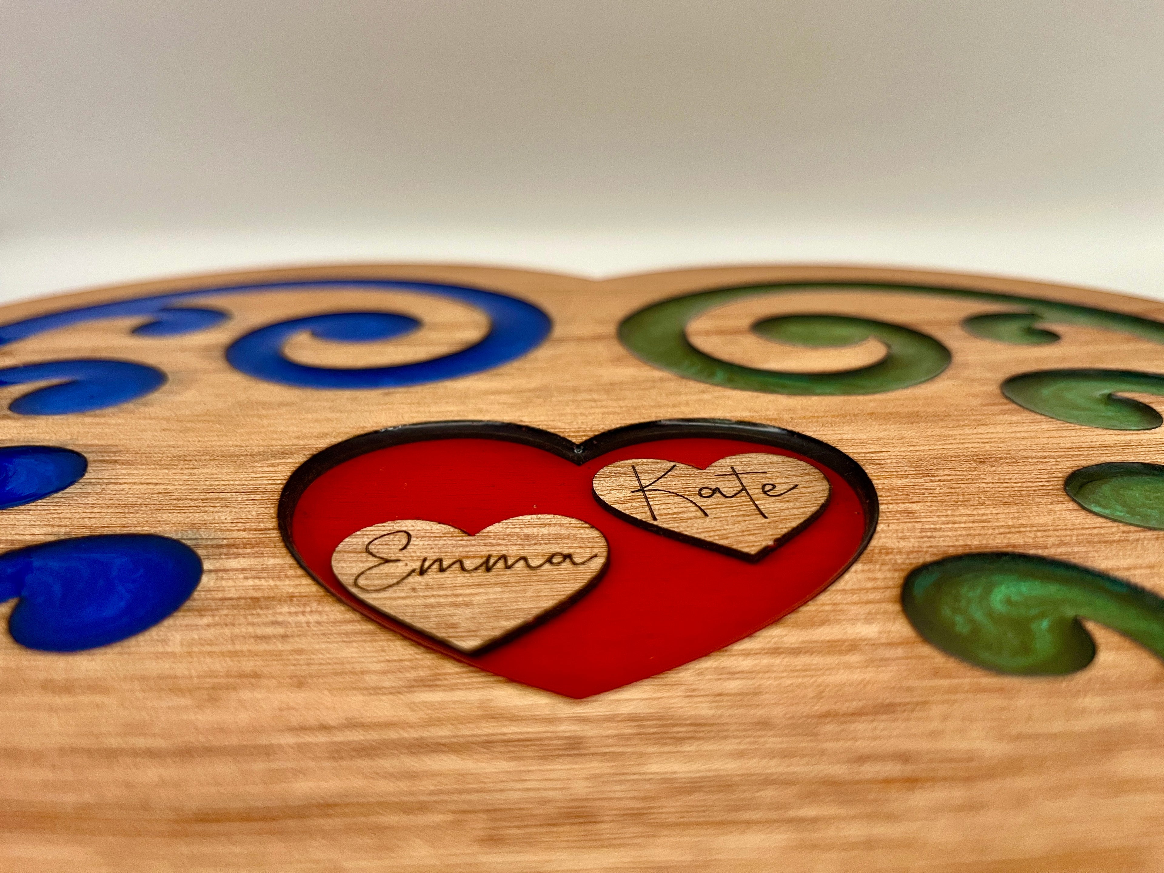 Personalized Koru Heart - Custom Names |  Plywood Art