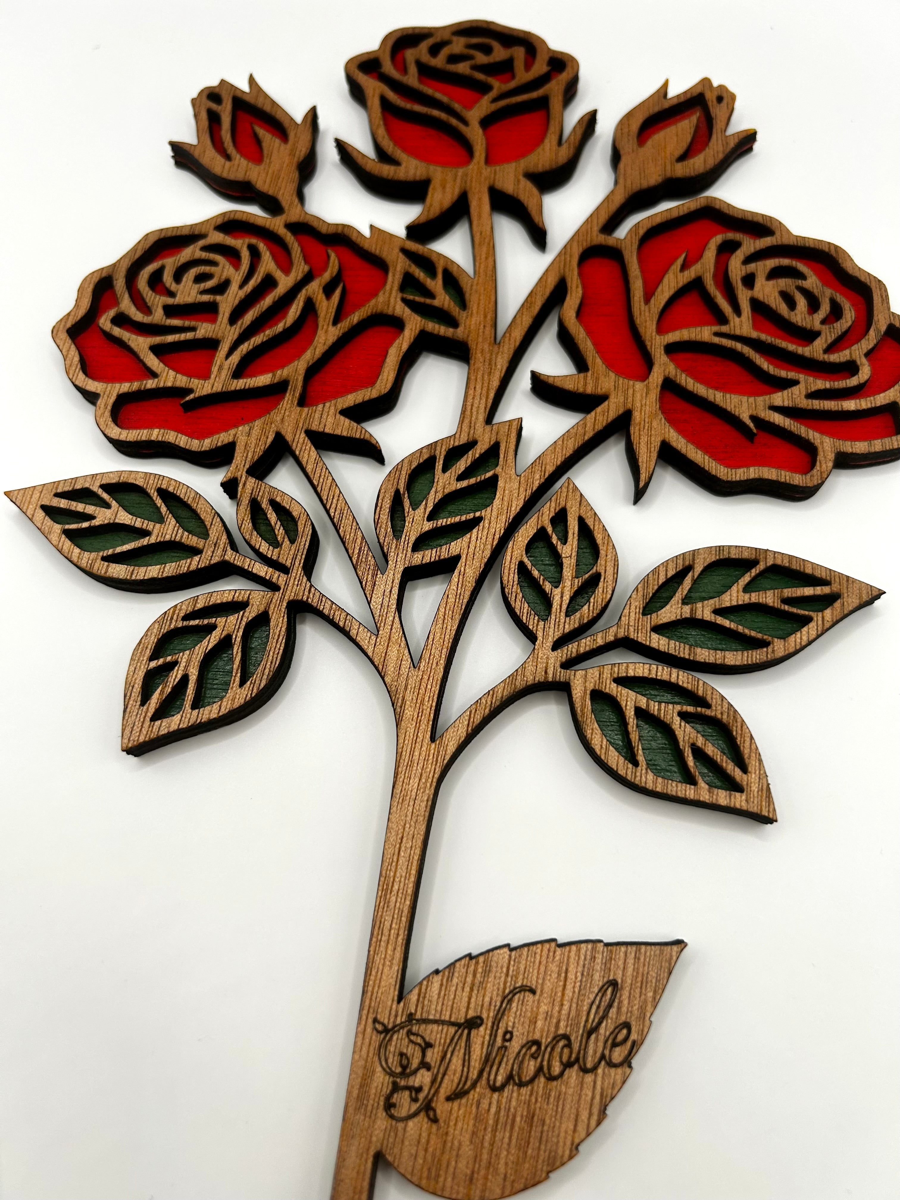 Personalised Hand-Painted Plywood Rose Bouquet | Handpaint NZ Gift