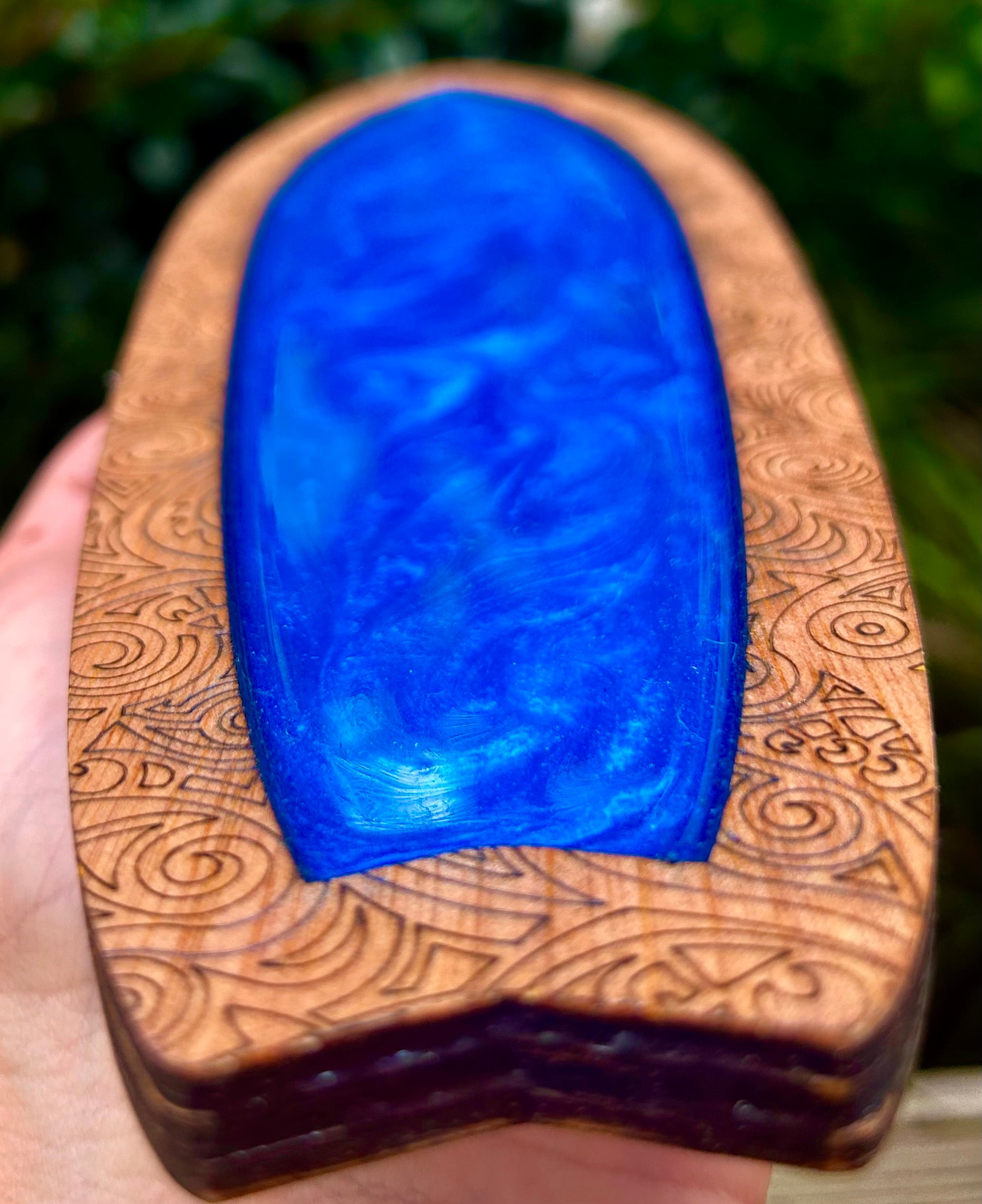 Coastal Surfboard Decor | Blue Resin & Koru Design