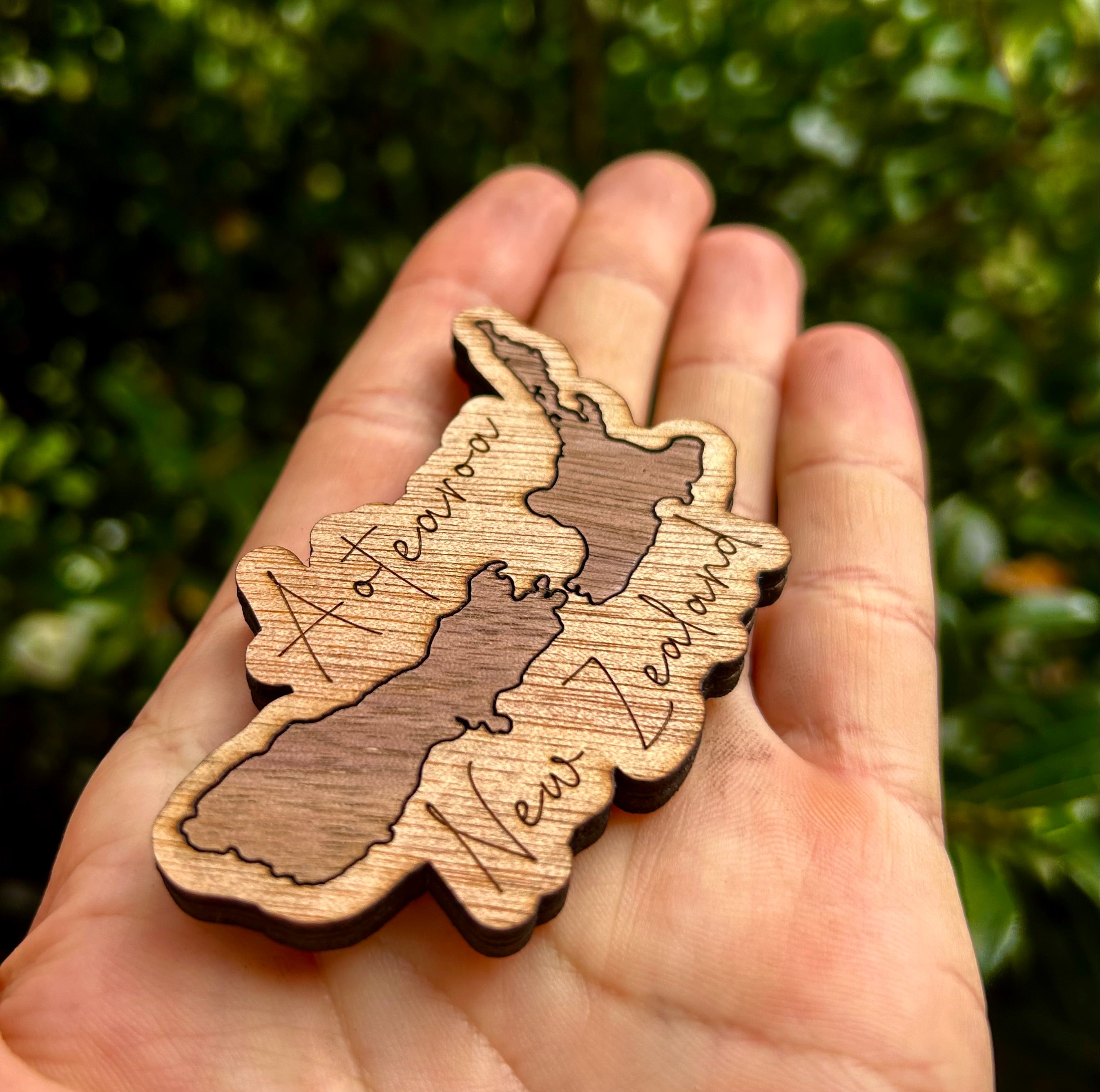 Aotearoa NZ Fridge Magnet | Laser-Cut Plywood | Set of 2