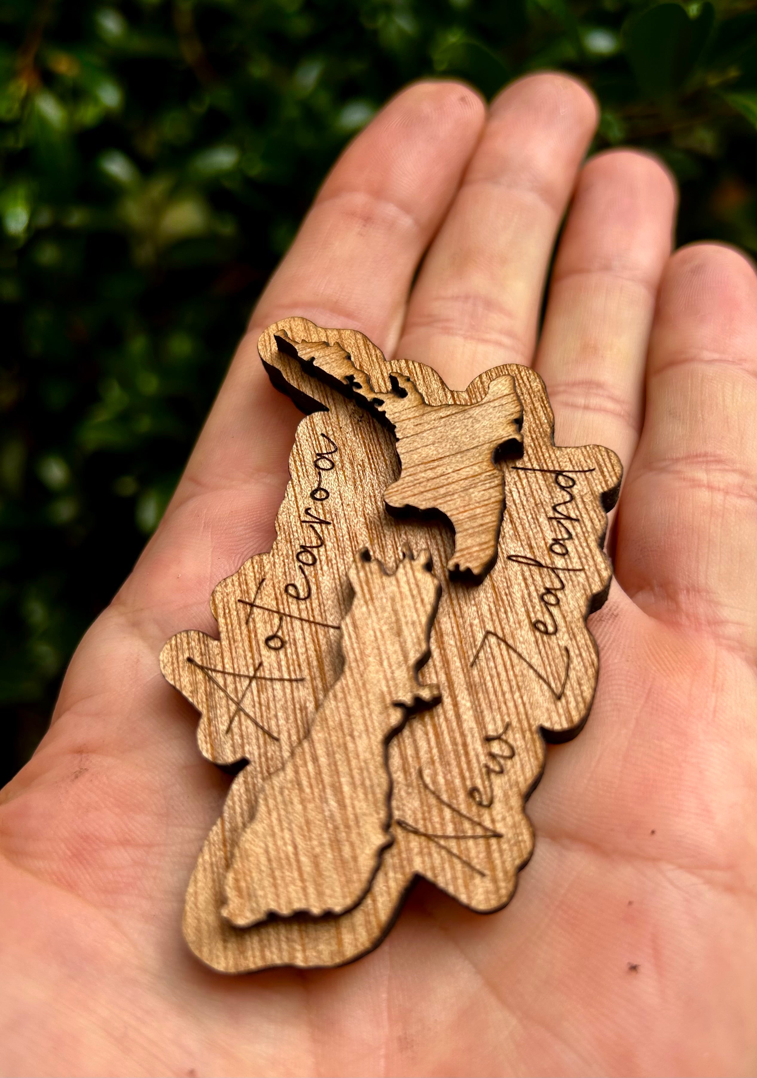 Aotearoa NZ Fridge Magnet | Laser-Cut Plywood | Set of 2