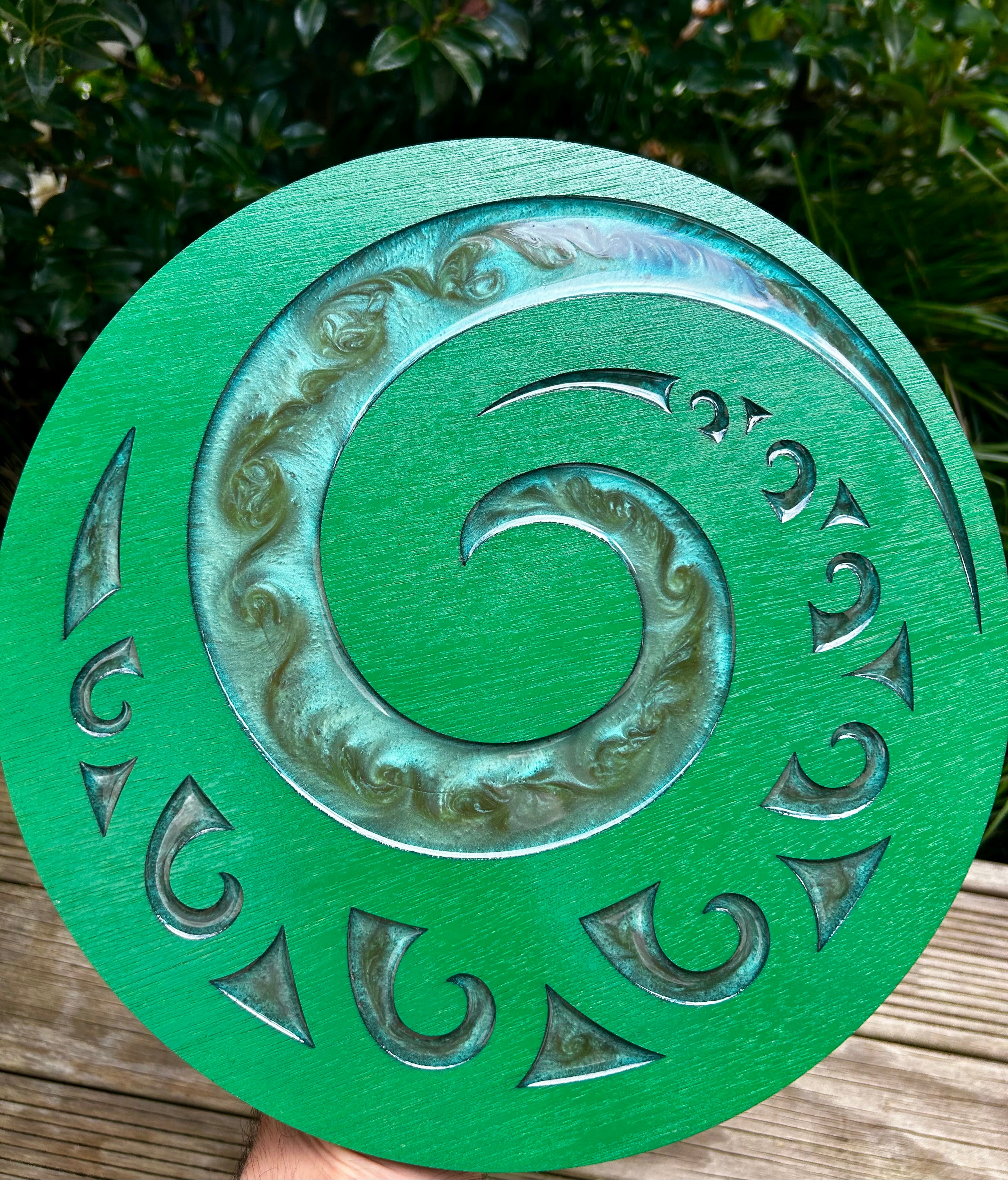 Koru Wall Art |  Layer Plywood with Resin Paua Effect