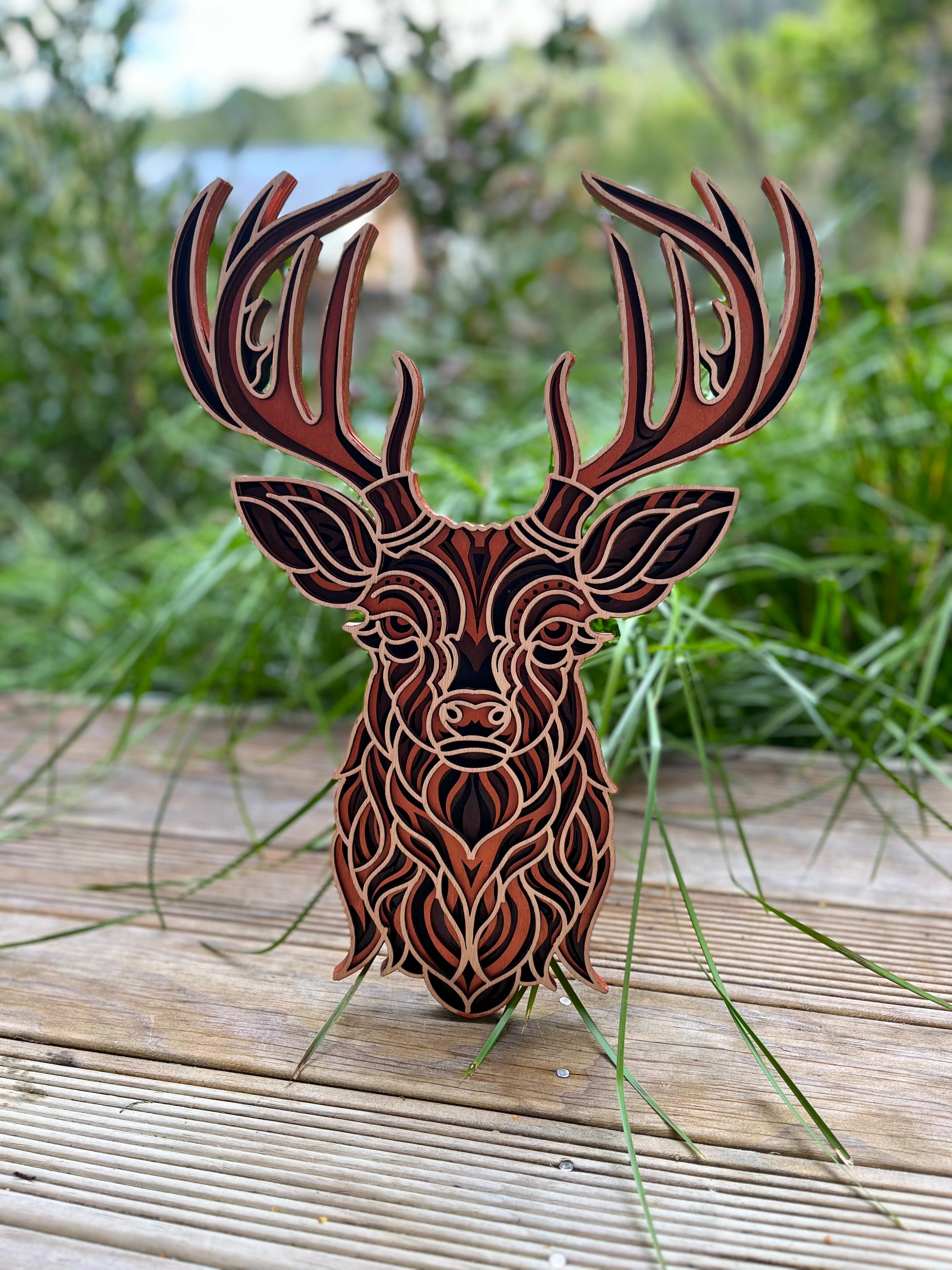 Layered Stag Wall Art | Laser Cut Plywood Decor | NZ Made