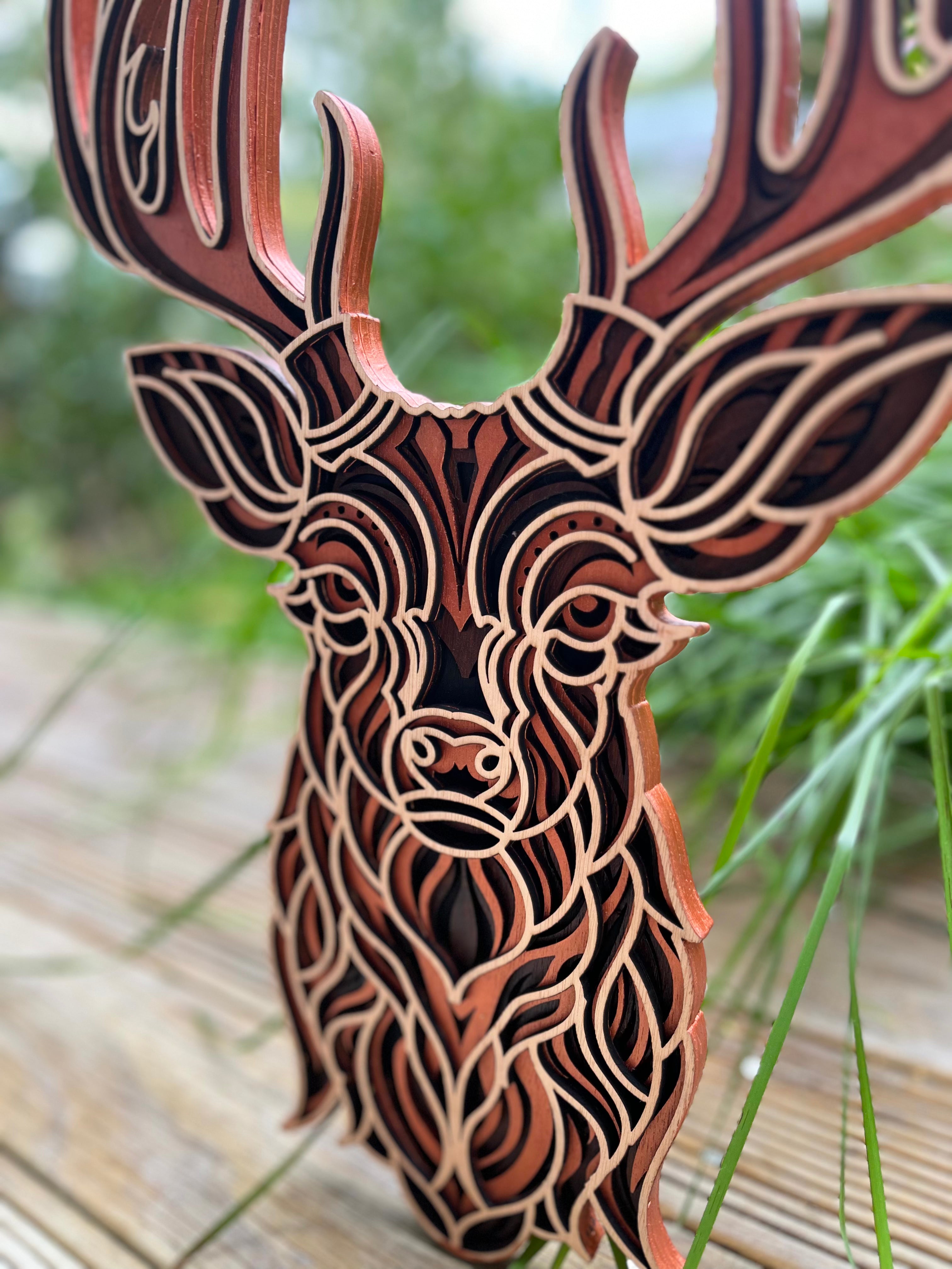 Layered Stag Wall Art | Laser Cut Plywood Decor | NZ Made