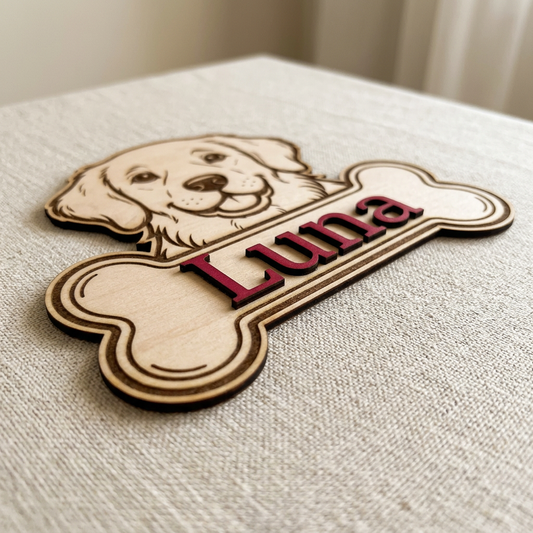 Angled Luna ornament on linen
