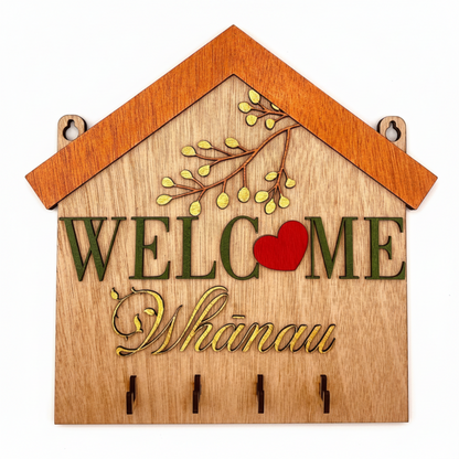 Close-up white-background welcome sign