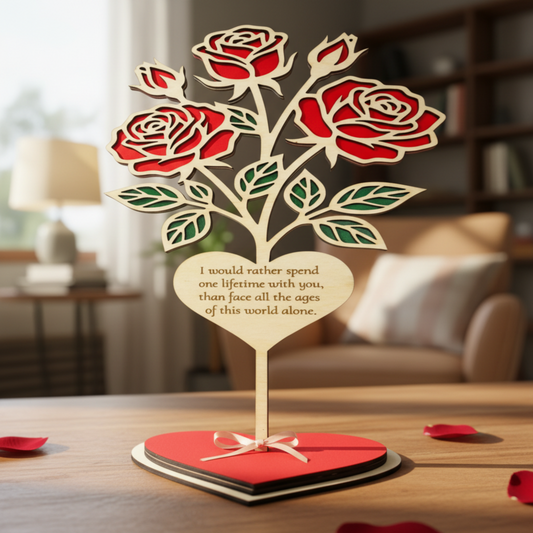 Custom Engraved Rose Bouquet Heart Stand
