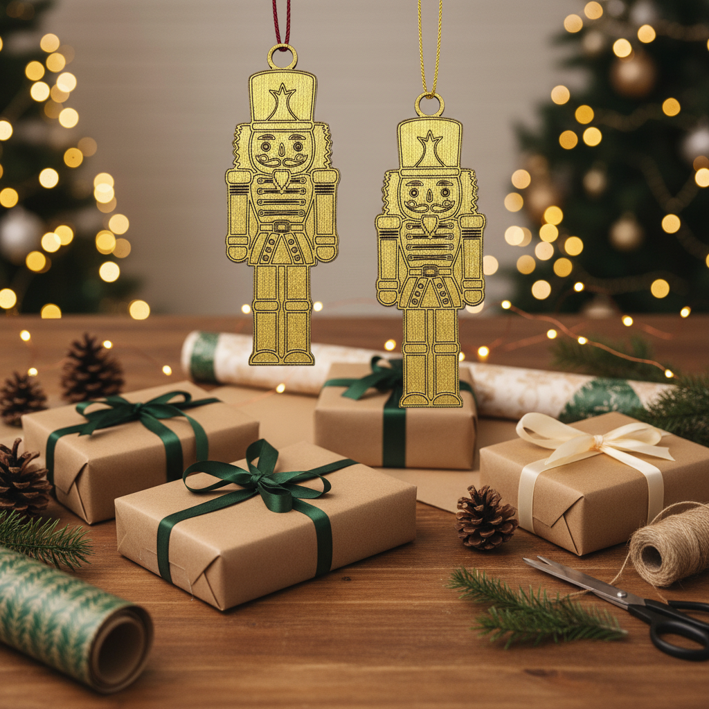 Festive gift-wrapping scene