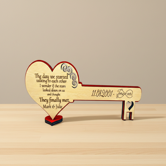 Key keepsake on a clean tabletop