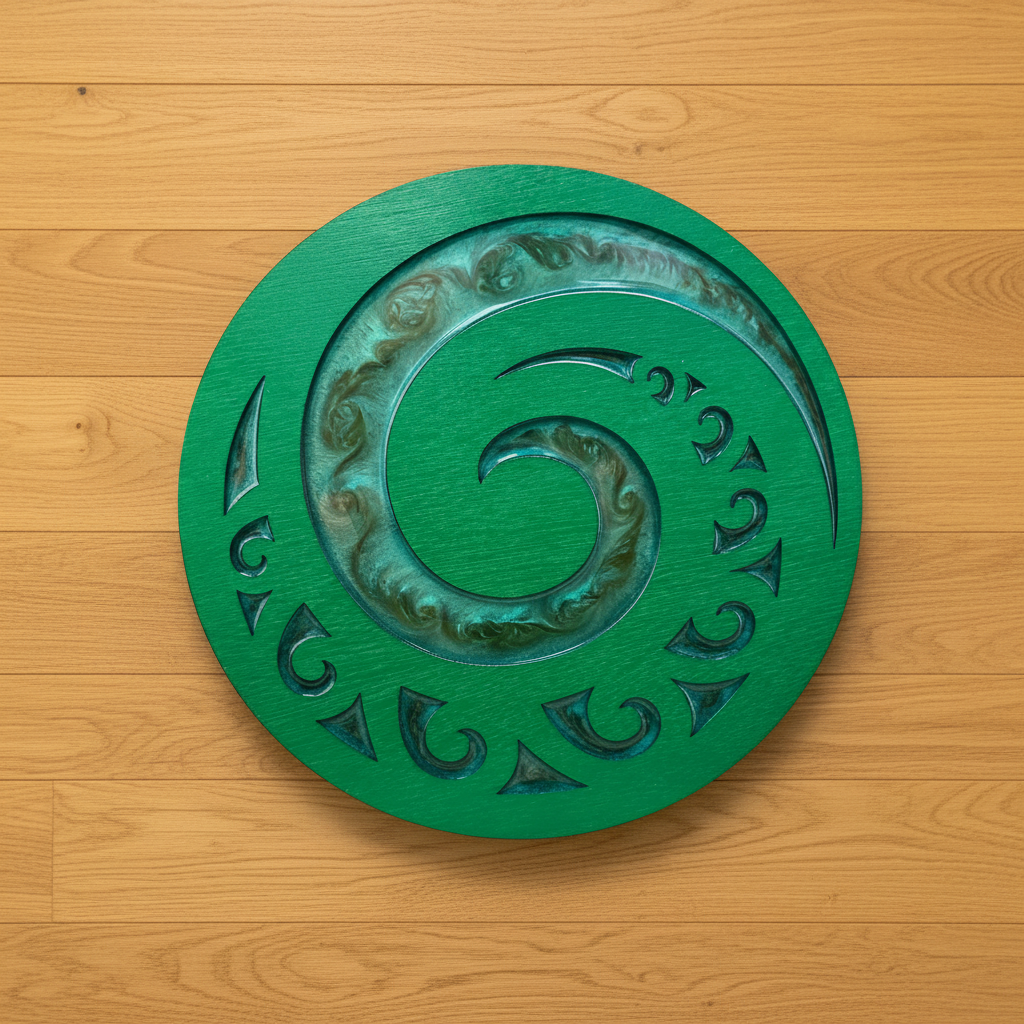 Koru on wooden wall cozy