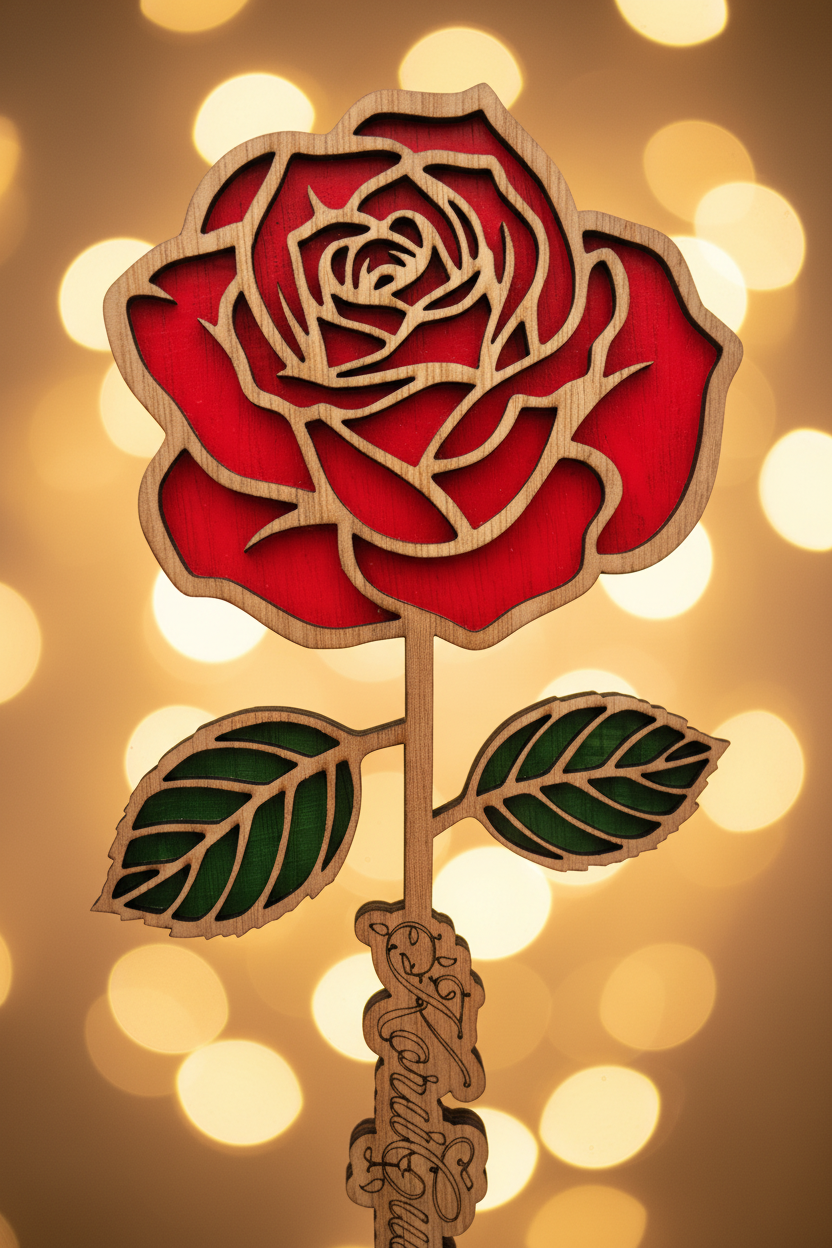 Laser-cut Rose - Warm Background Lifestyle