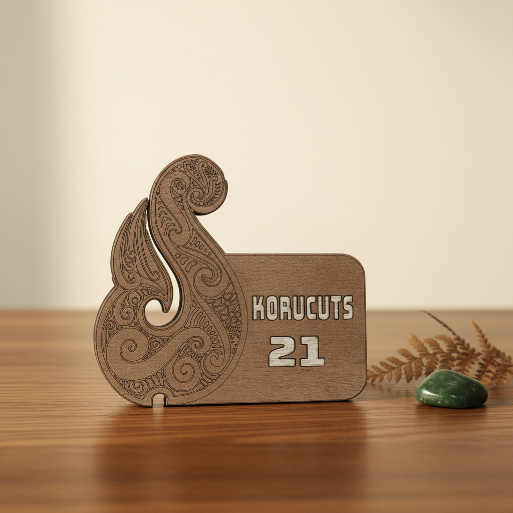 Personalised Koru Anniversary Key Holder – Standing on Table
