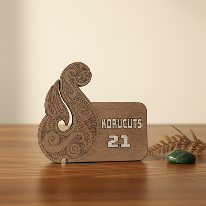 Personalised Koru Anniversary Key Holder – Standing on Table