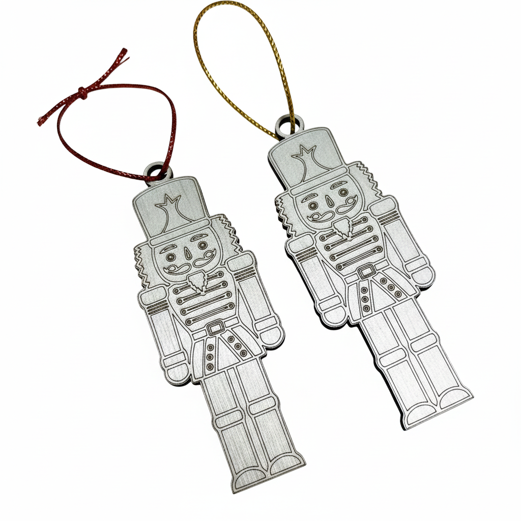 Pure-white cutout of the silver nutcracker ornaments