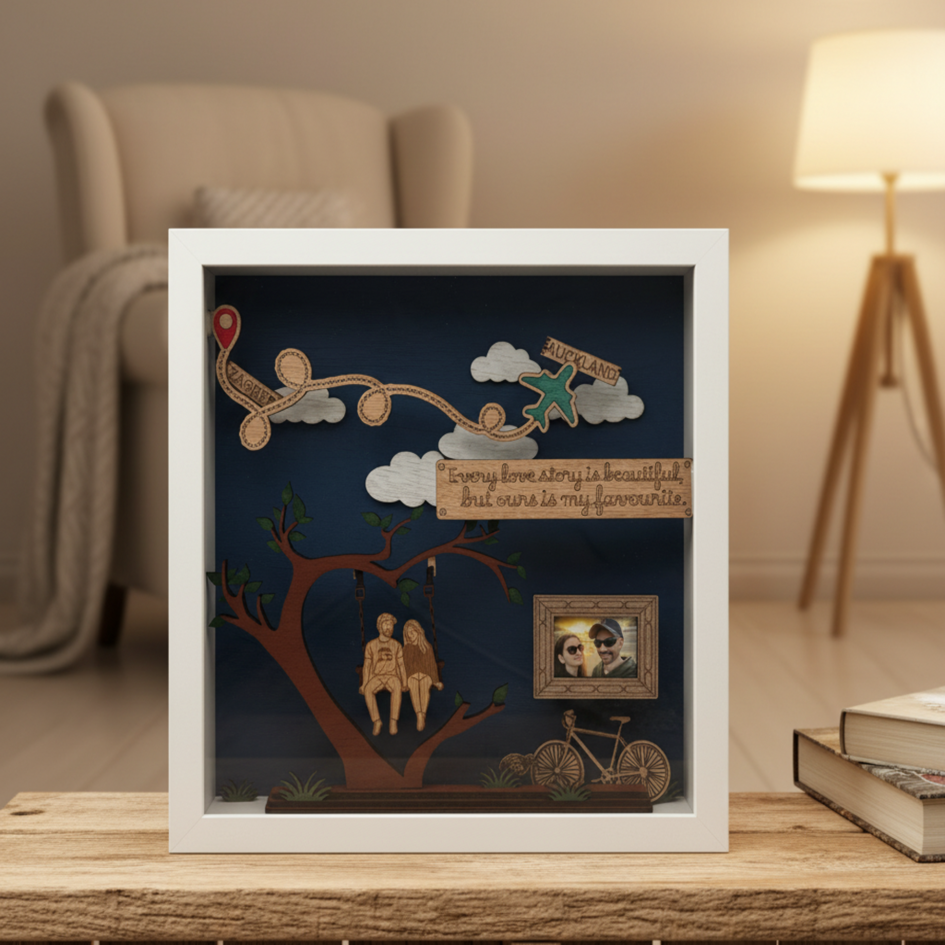 Shadow box in cozy room
