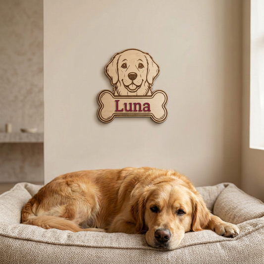 Smaller Luna ornament above the adult dog