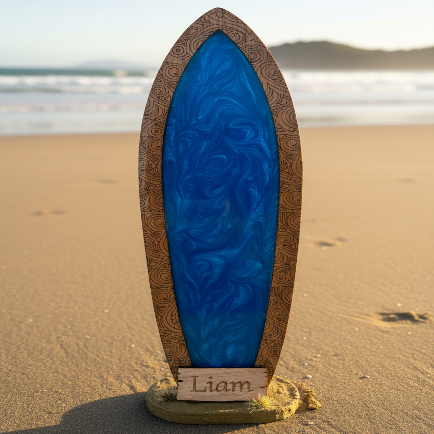 Surfboard keepsake blue resin NZ beach