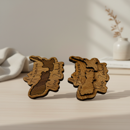 Two-piece wooden product set on a cozy clean background