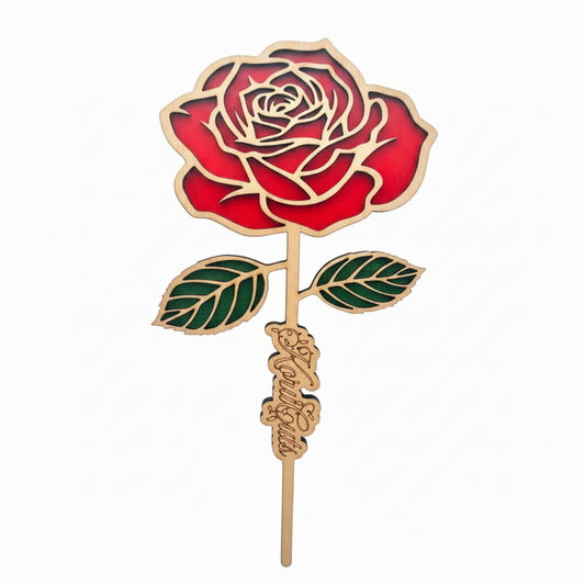 Wooden Rose - Clean Stem & No Lighting